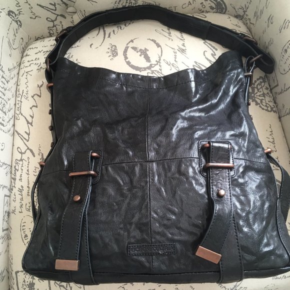NWT BCBG MAX AZRIA hobo black leather bag - Picture 1 of 13